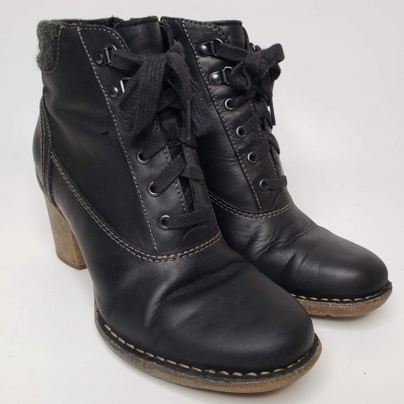 Clarks Shoes - Clarks Carleta Crane Leather Lace Up Heeled Boots 8.5